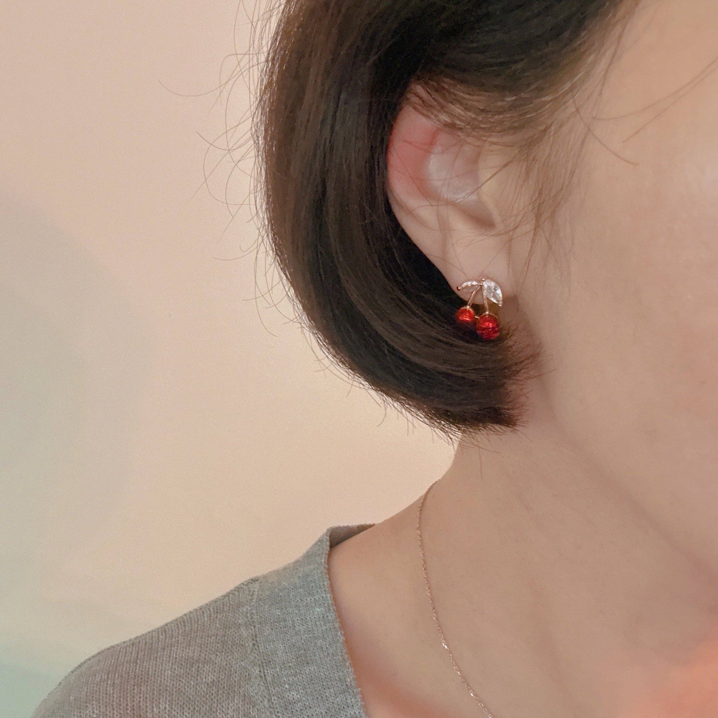 Jewel Cherry Stud Earrings