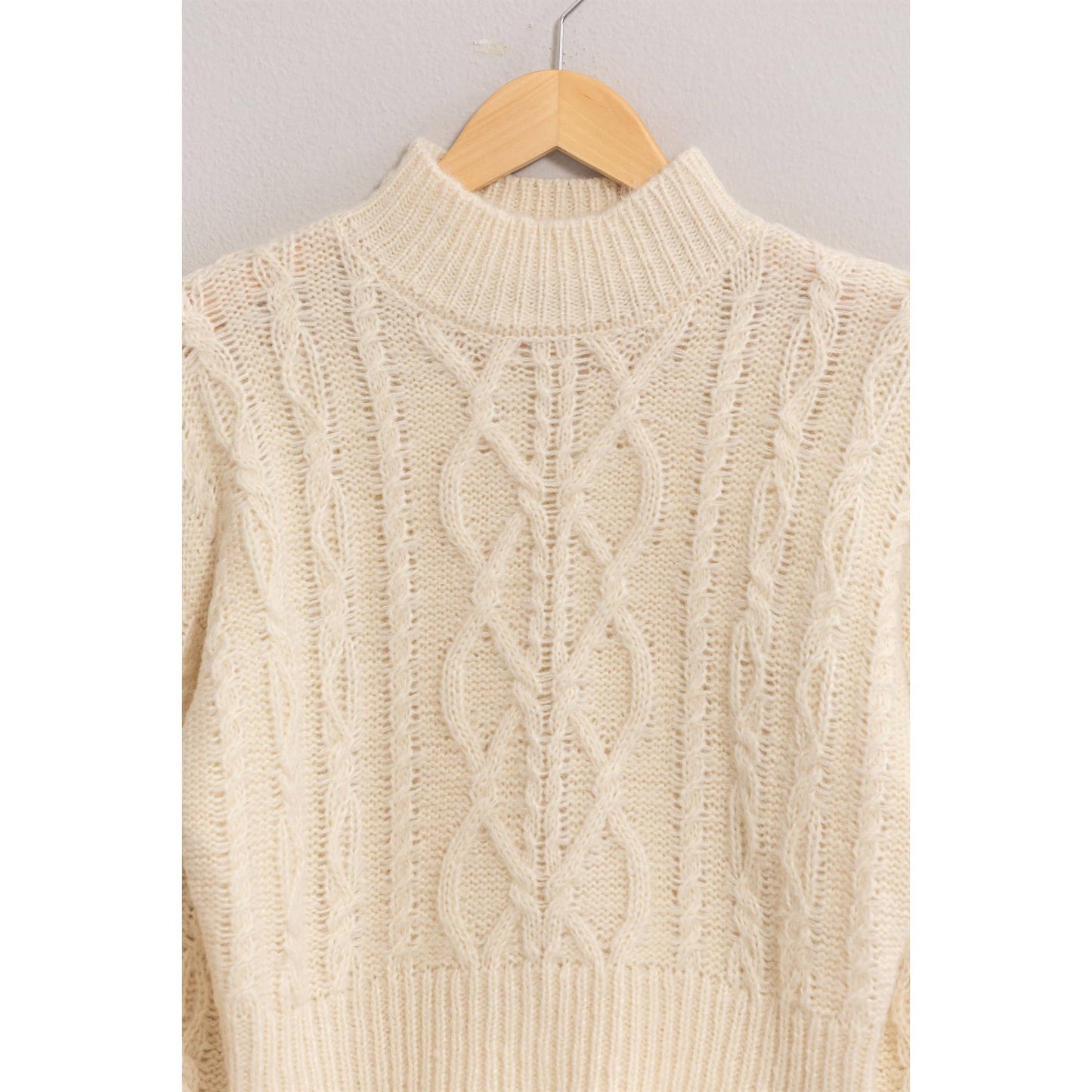 Karena High Neck Cable Knit Sweater