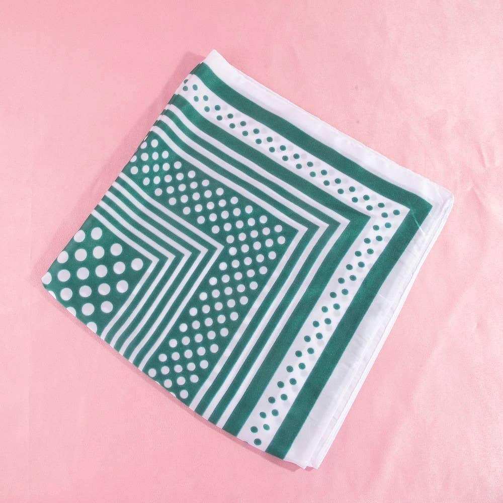 Polka Dot Concentric Square Print Satin Scarf