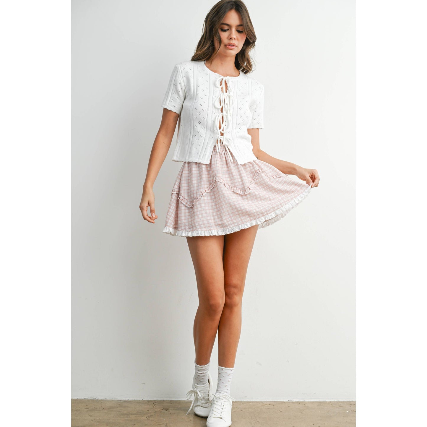 Juliet Scalloped Tie-Front Top