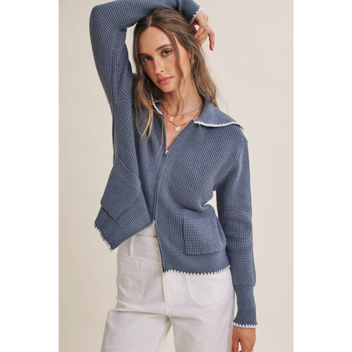 Benson Waffle Knit Zip-Up