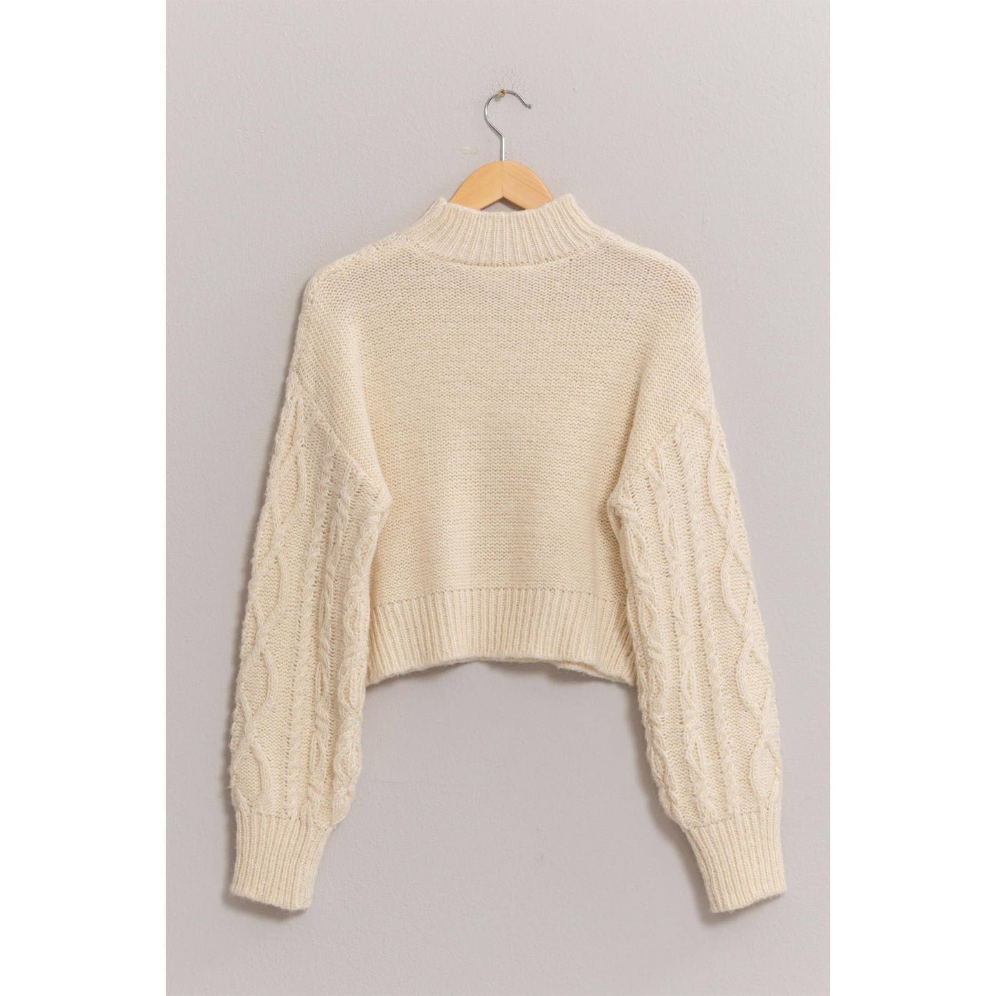 Karena High Neck Cable Knit Sweater