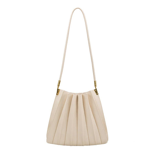 Carrie Ivory Pleated Shoulder Bag
