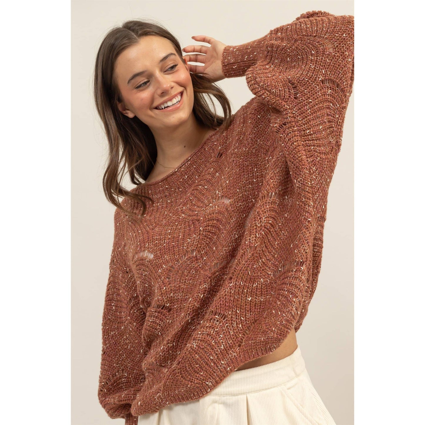 Mary Pointelle Chunky Knit Sweater