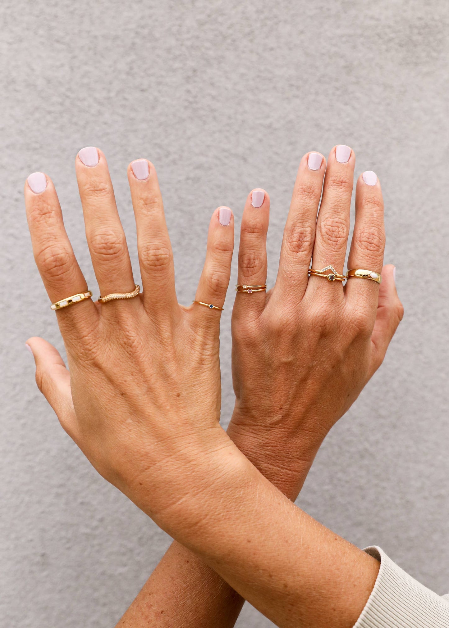 Petite Gold Pinky Rings - Blue