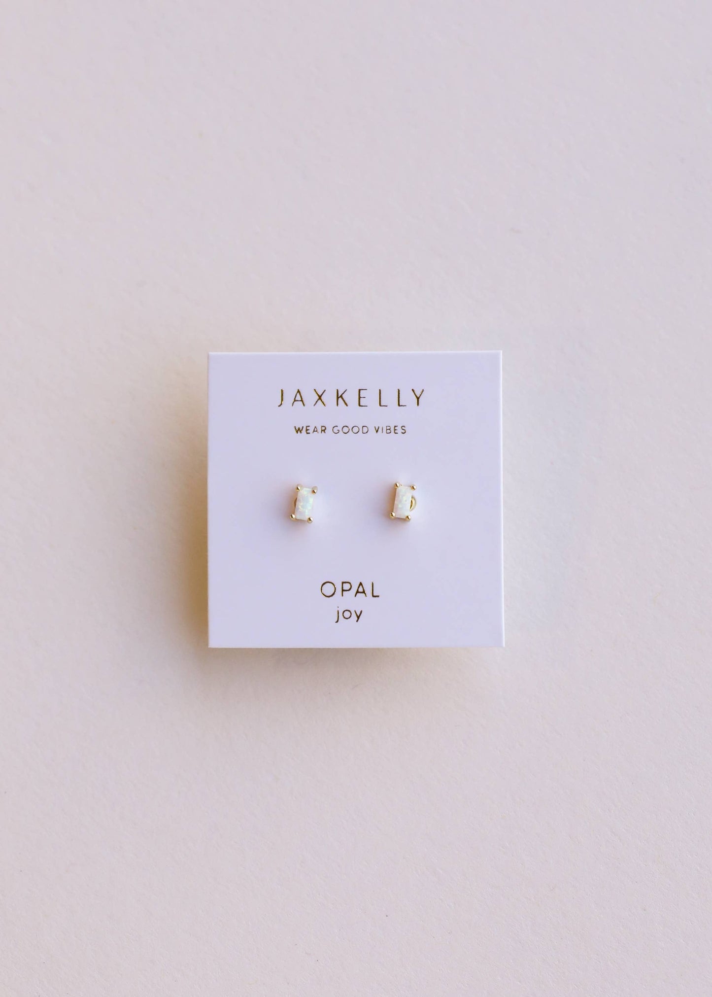 Baguette - White Opal Earrings