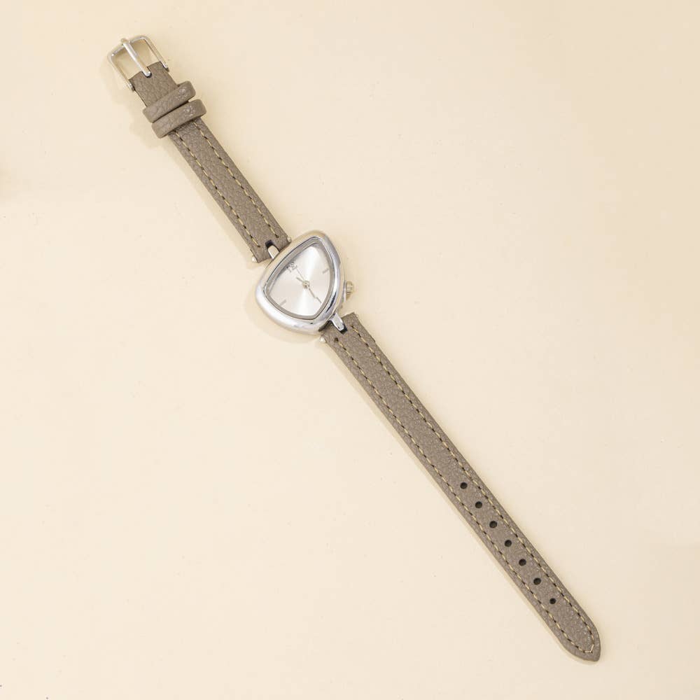 Slim Bonded Leather Strap Shield Case Watch
