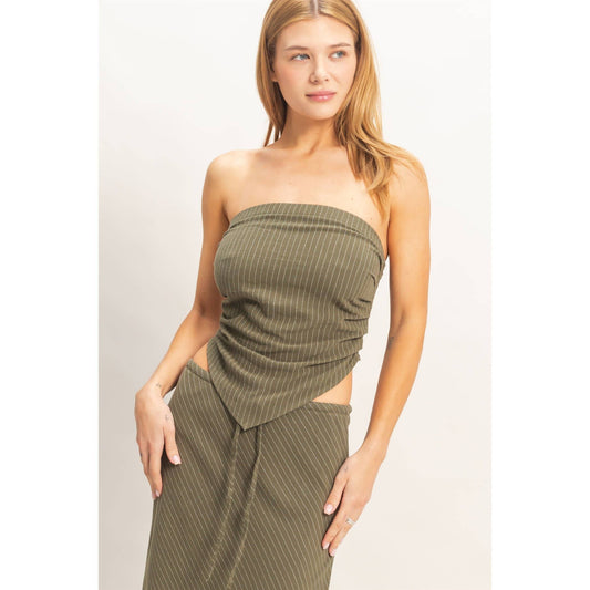 Bias Striped Bandeau Top