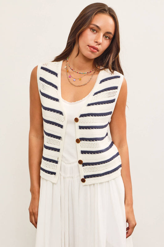 Erin Striped Button Vest