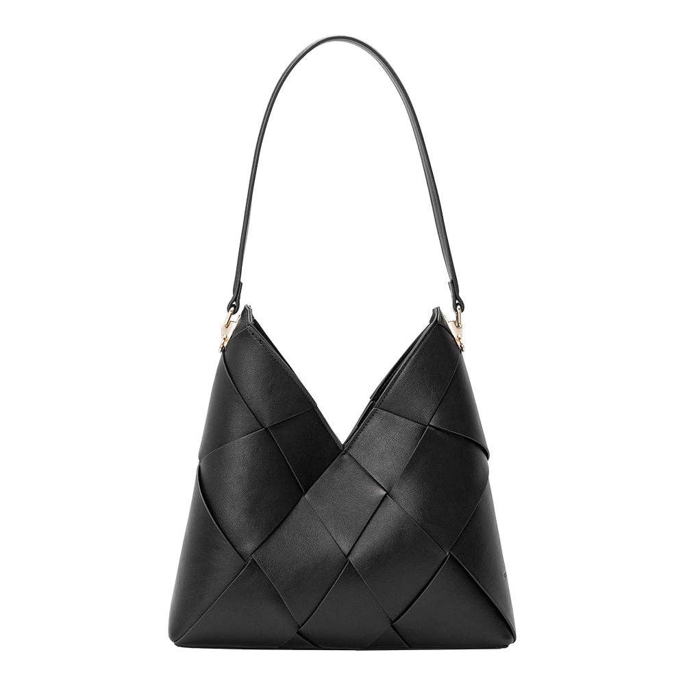 Phaedra Black Vegan Leather Shoulder Bag