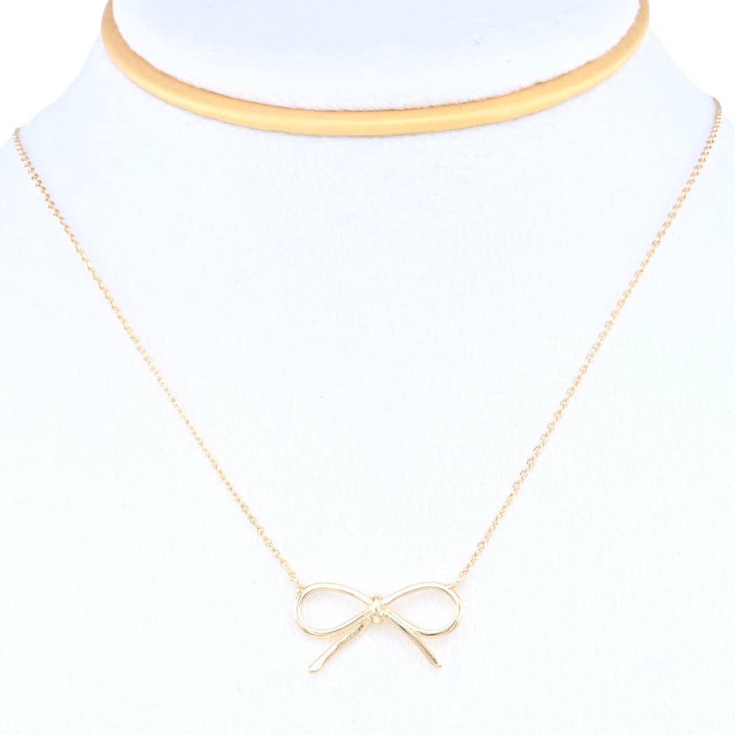 Tied Wire Bow Ribbon Design Necklace