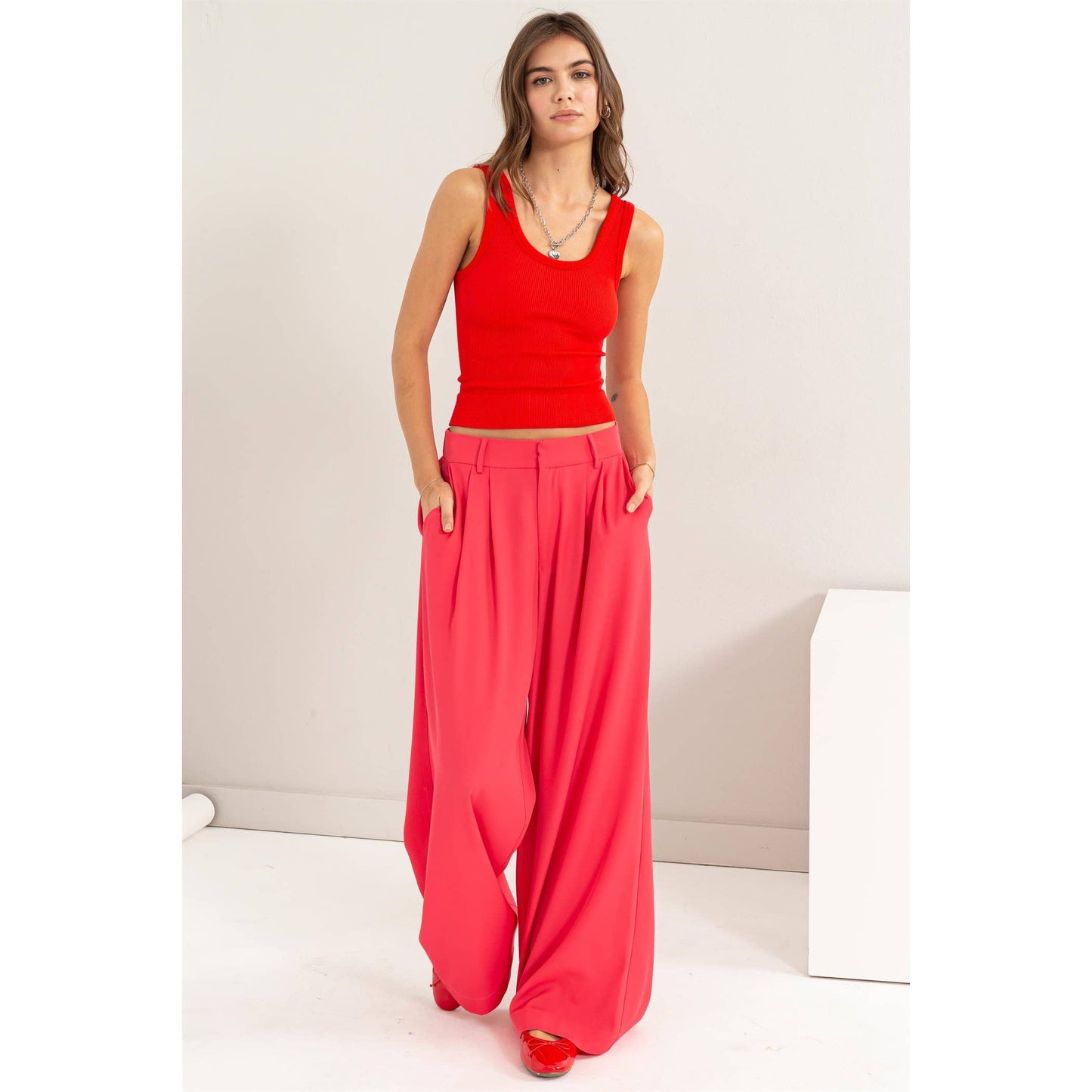 Shari High-Waist Pleated Pants