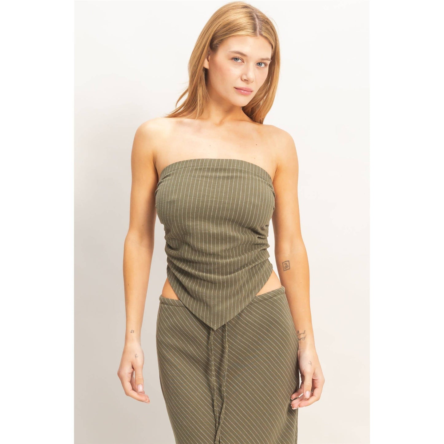 Bias Striped Bandeau Top