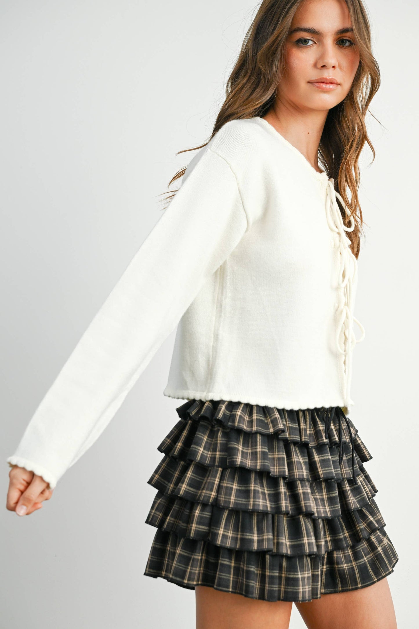 Georgina Tie-Front Long Sleeve Top