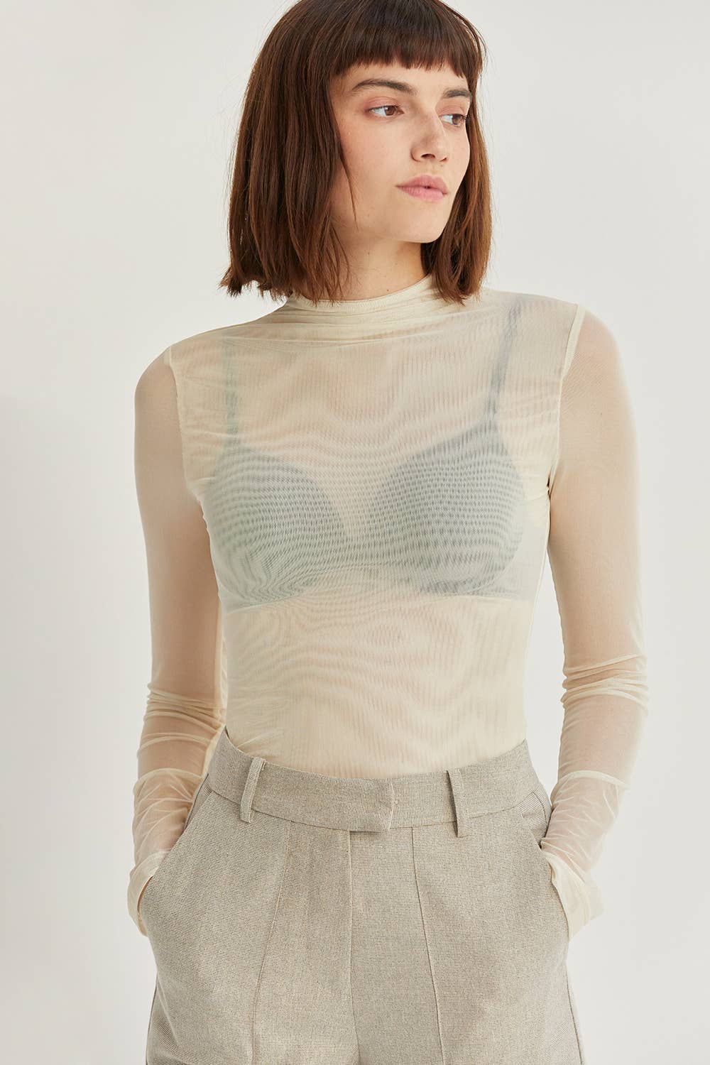 Ramona Mock Neck Mesh Top