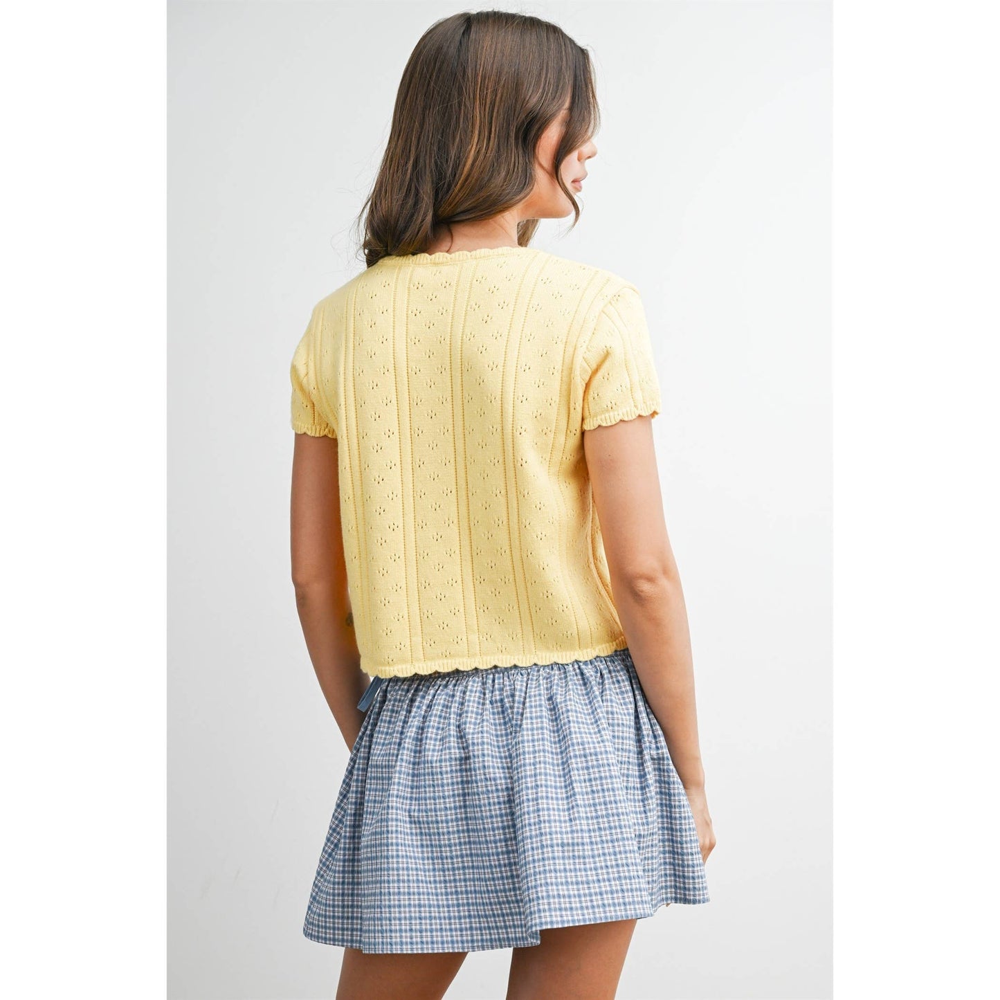 Arlet Scalloped Tie-Front Top
