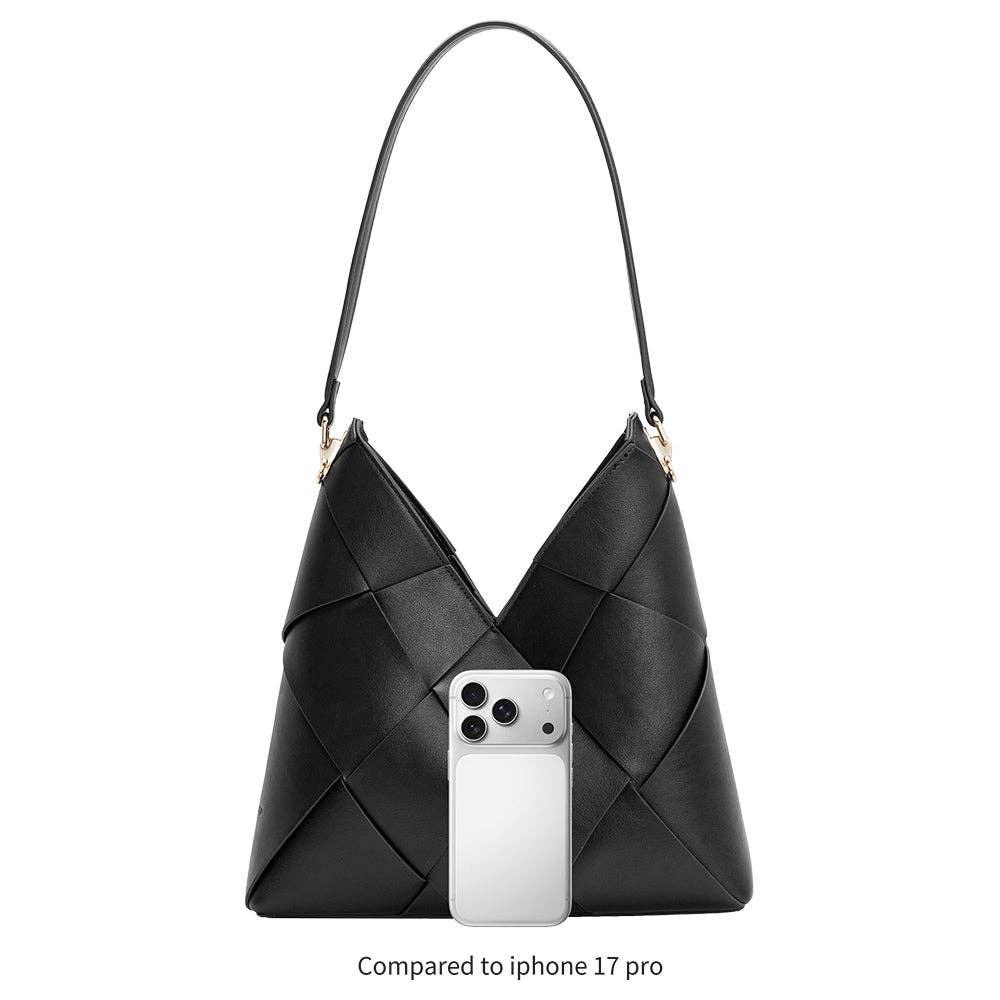 Phaedra Black Vegan Leather Shoulder Bag