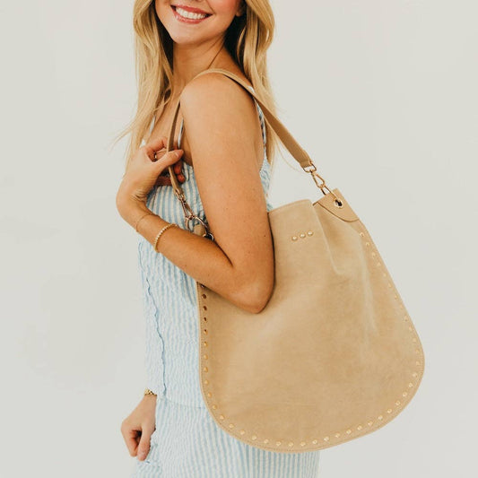 Rosalie Rivet Suede Hobo Bag