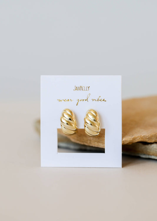 Gold Hoop - Swirl Earrings