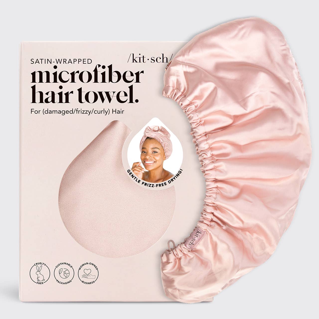 Satin Wrap Hair Towel - Blush