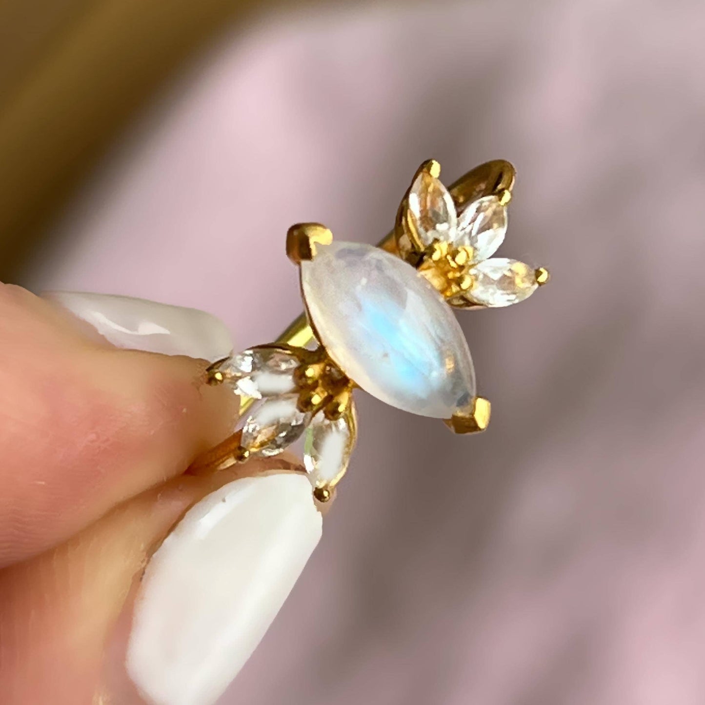 Rainbow Moonstone & Topaz Fly Away With Me Ring