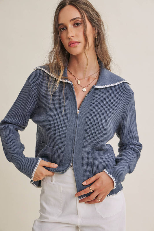Benson Waffle Knit Zip-Up