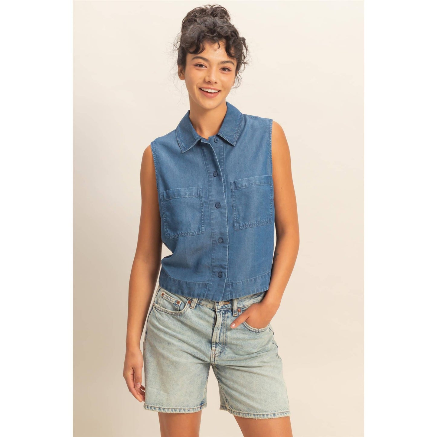 Bally Sleeveless Button-Up Top